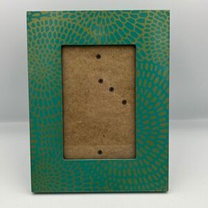 SixTrees Teal Gold Floral Print Picture Frame 4x6 Desk Table Decor
